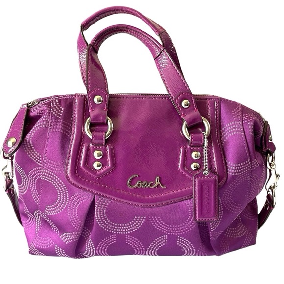 Coach Handbags - Coach Ashley Purple CarryAll Dotted Op Art Vintage Satchel Handbag